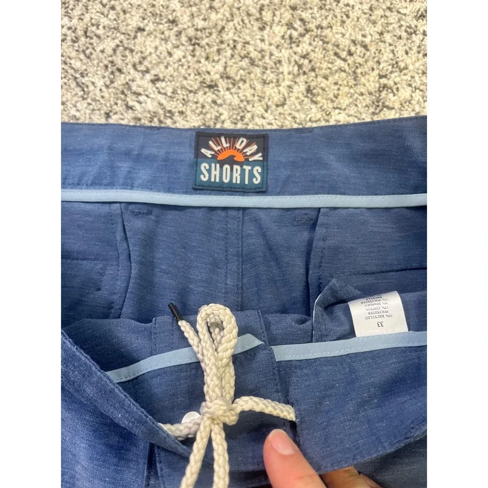 Faherty All Day Shorts Mens 33 Blue Stretch Hybrid Casual Shorts 9